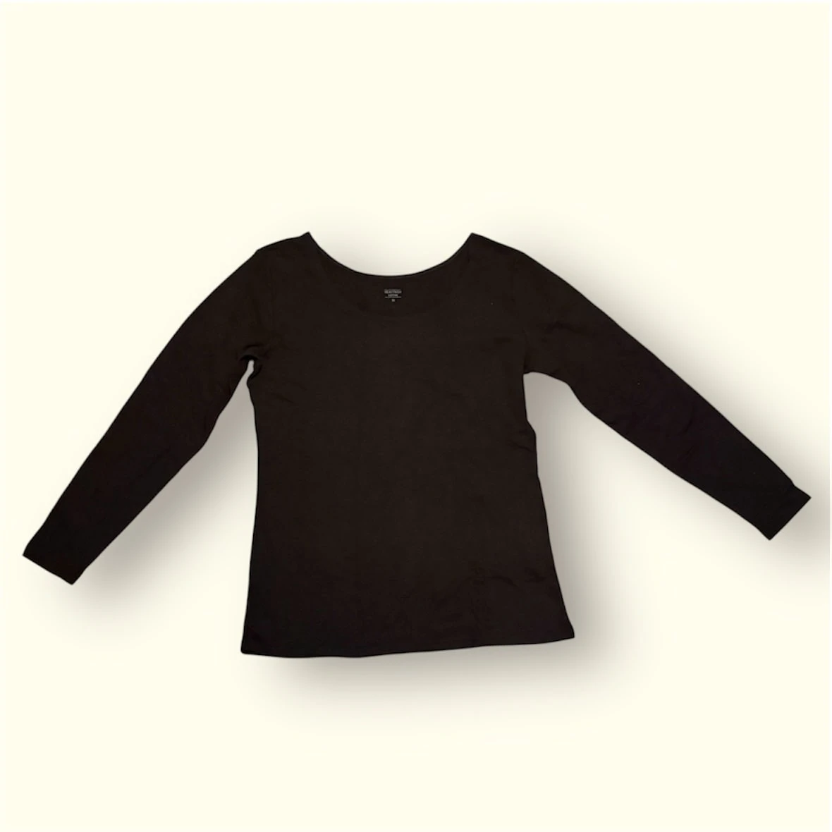 極暖ヒートテックコットンUネックT/8分袖 BLACK