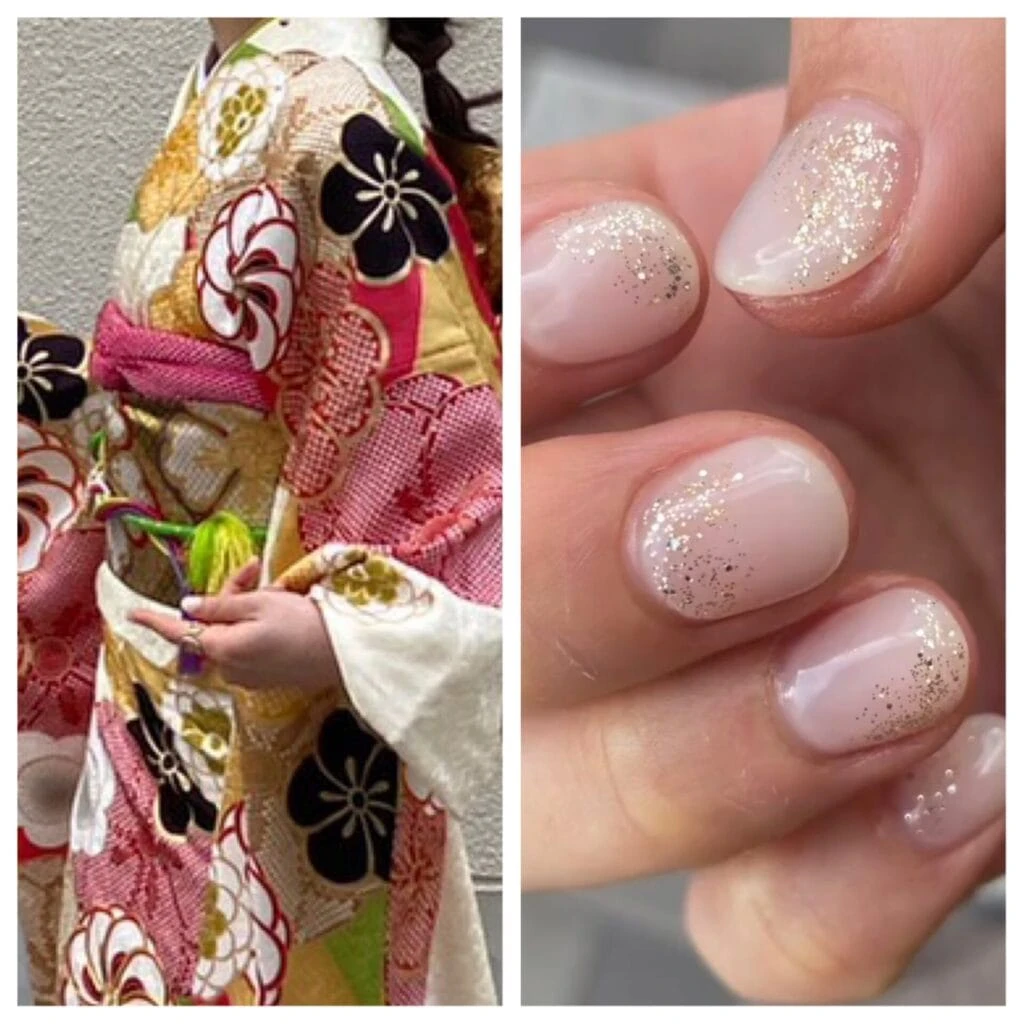 成人式前撮り 白ネイル