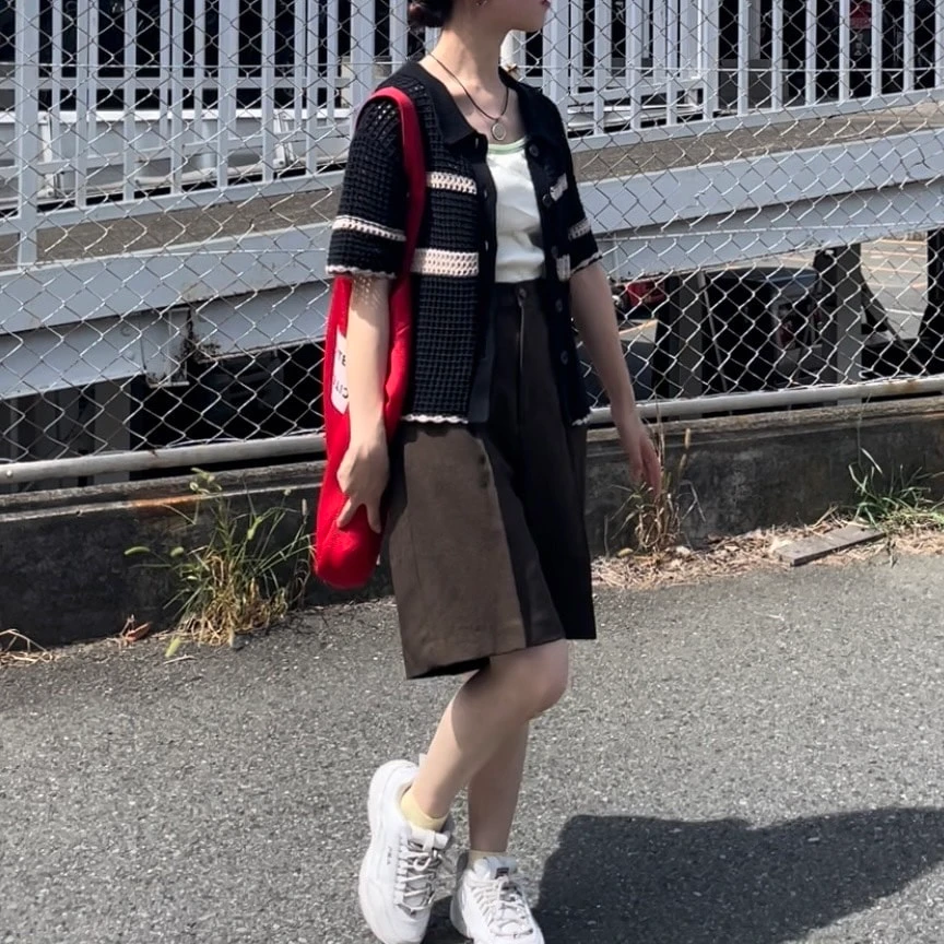 雨の日の通学コーデ　ミニ丈コーデ