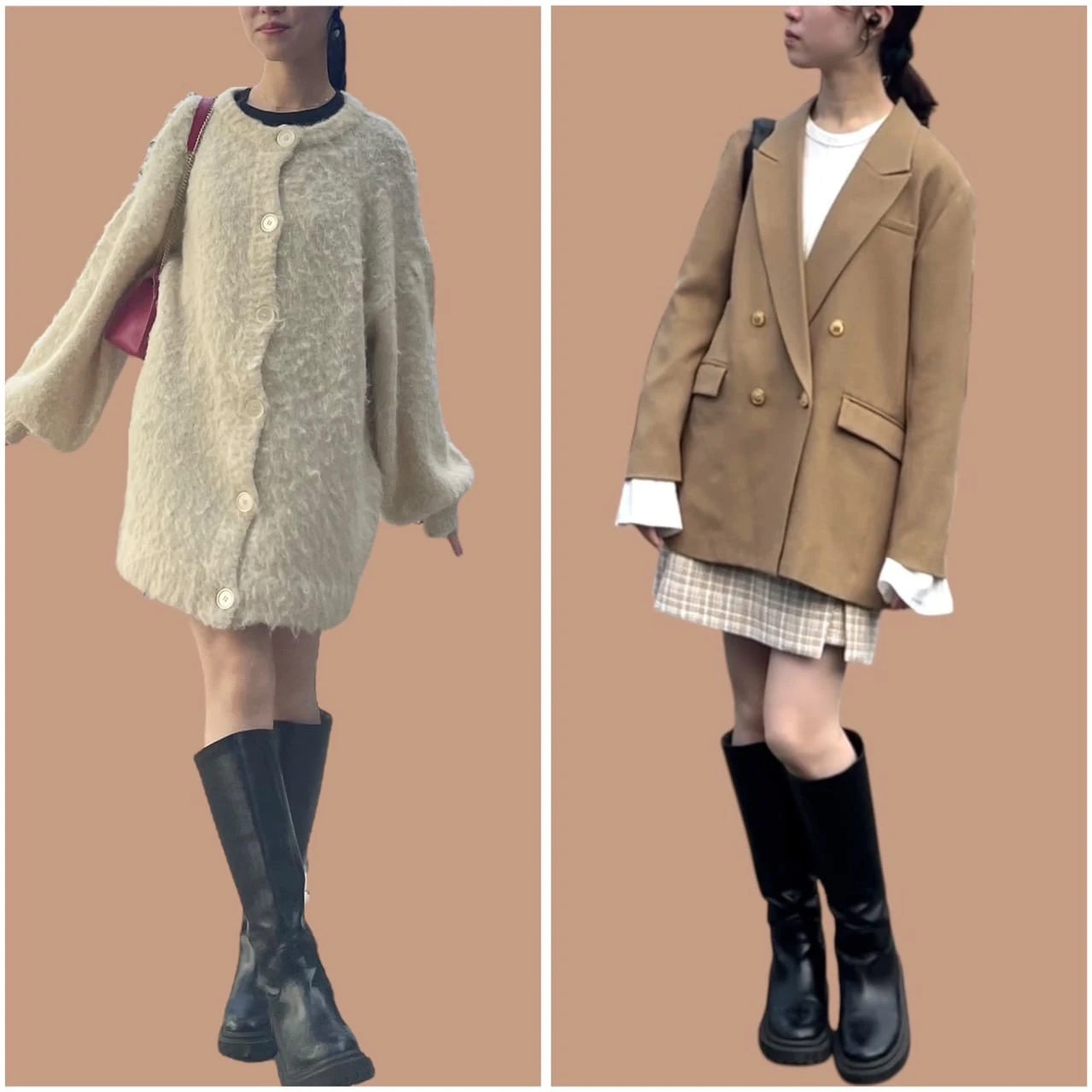 GU(ジーユー)のロングブーツを使った秋コーデ
