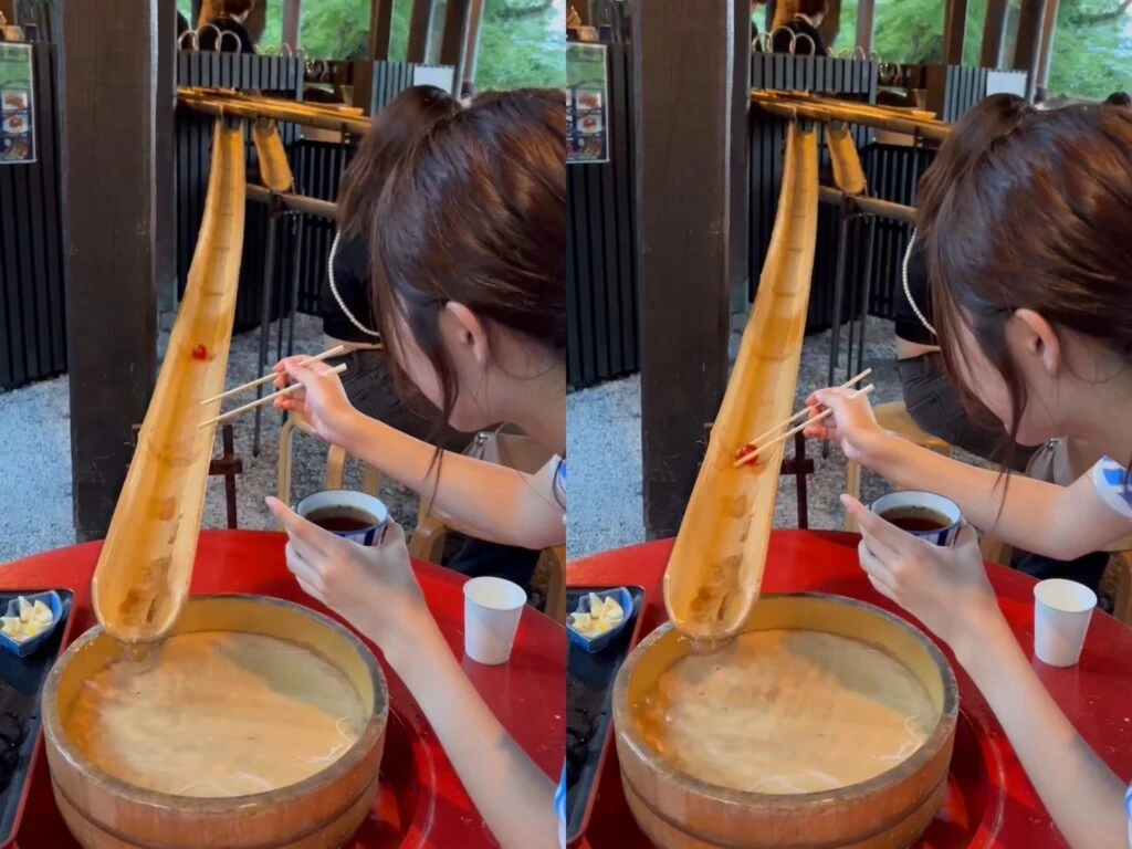 〆のプチトマト　流しそうめん