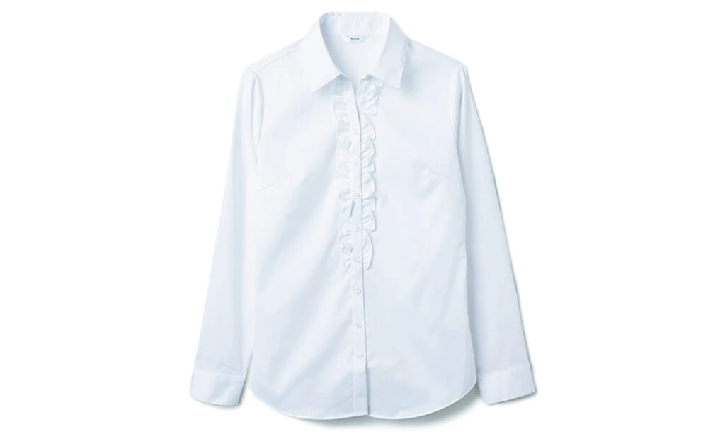 洋服の青山の白フリルブラウス