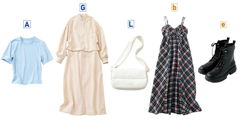 雨の日1日目の着回しアイテム5品