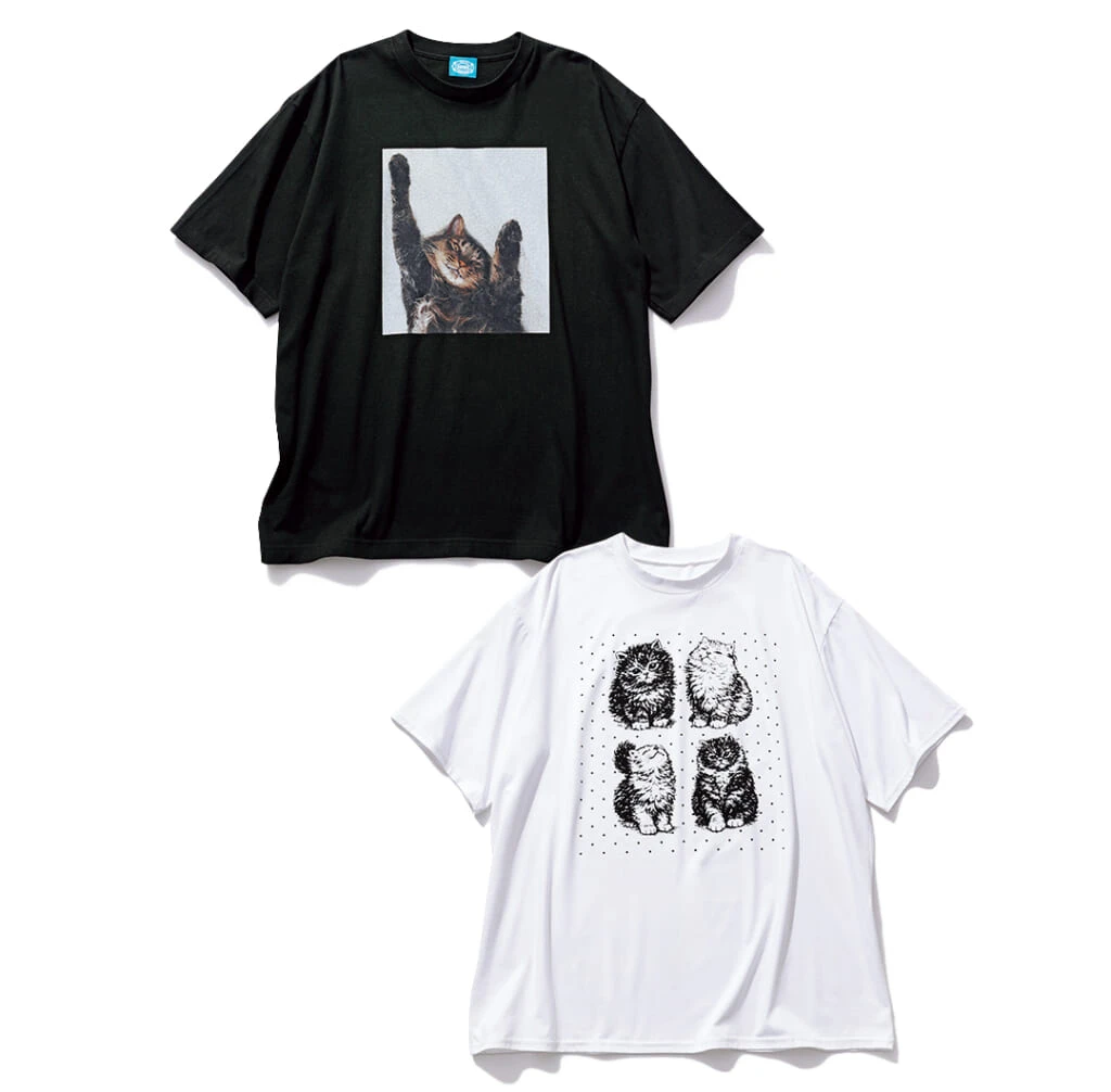 リアル猫Tシャツとイラスト猫Tシャツ