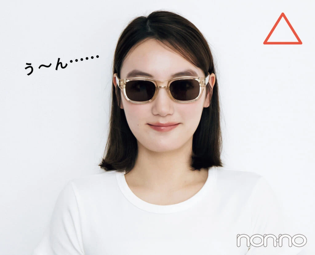 ベース顔さんがボールドスクエアフレームのサングラスをかけたカット