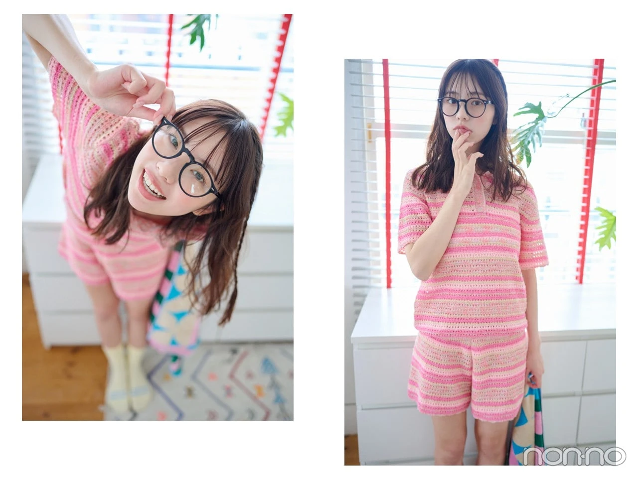 菊地姫奈の夏の肌見せルームウェアワンマイルのマルチボーダーのアザーカット