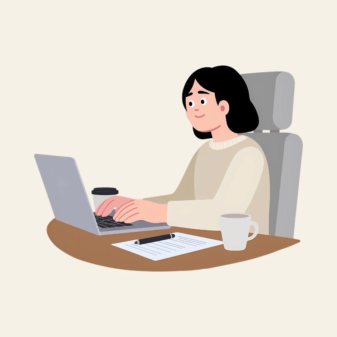 ペンとメモを机に置いて仕事をする社会人