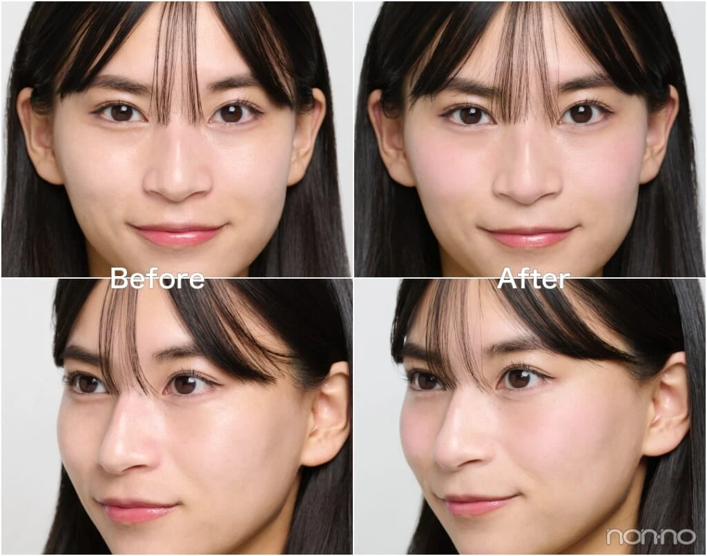 b idol「ふわほっぺチーク 02」のBefore&After