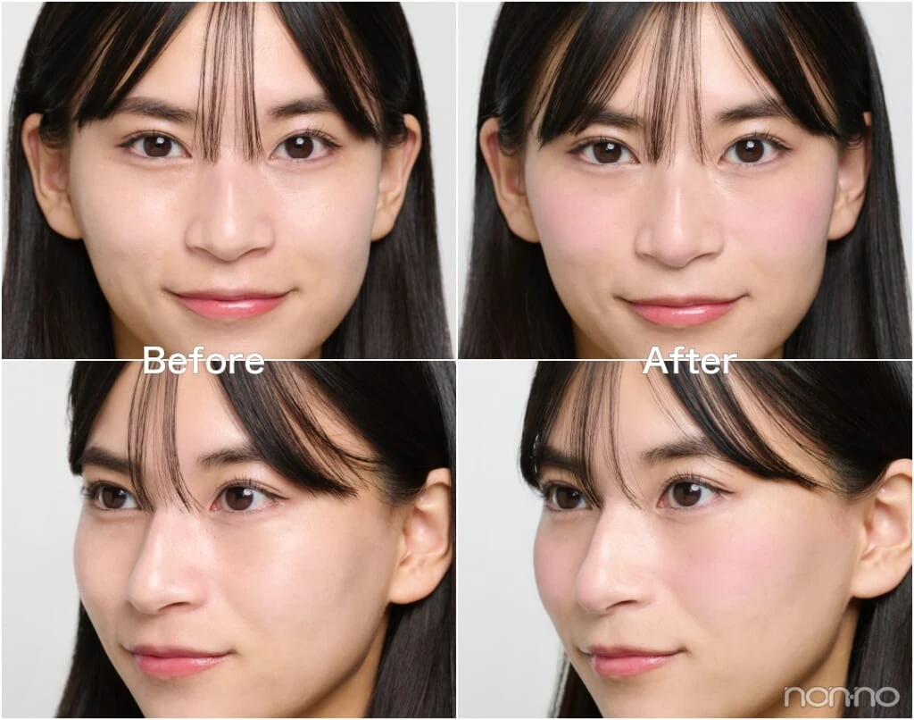 b idol「ふわほっぺチーク 03」のBefore&After