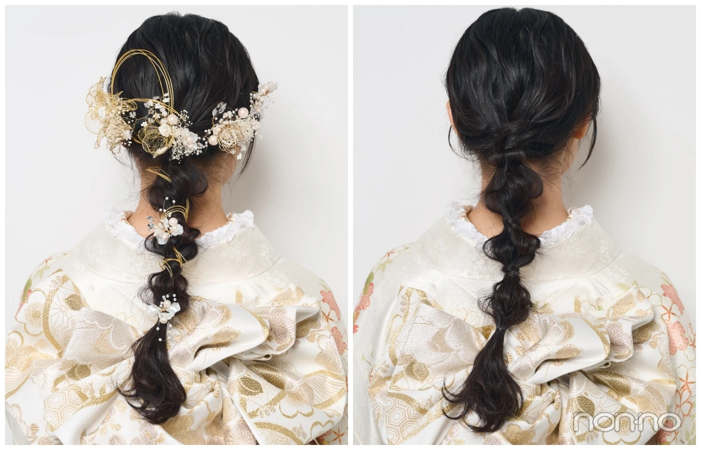 玉ねぎポニーの後ろ姿　成人式ロングヘアアレンジ