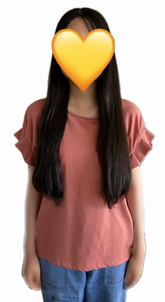 ヘアドネーションをする前に正面から撮った写真