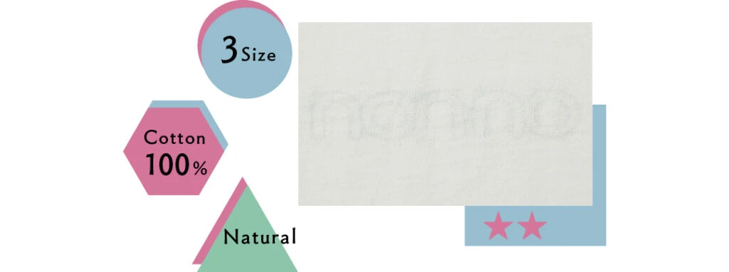 ①3Size
②Cotton100%
③Natural
④★★ちょっと透ける