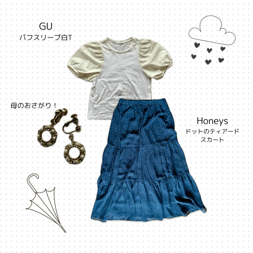 コーディネートに使った服とイヤリング