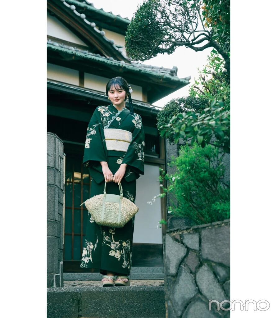 遠藤さくらの緑色の花火大会コーデ
