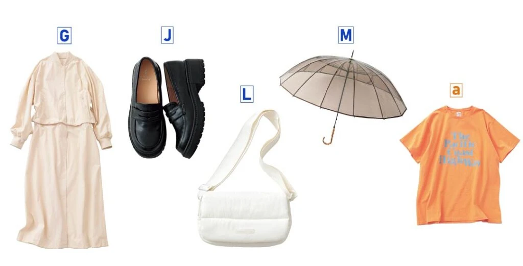 雨の日4日目の着回しアイテム5品