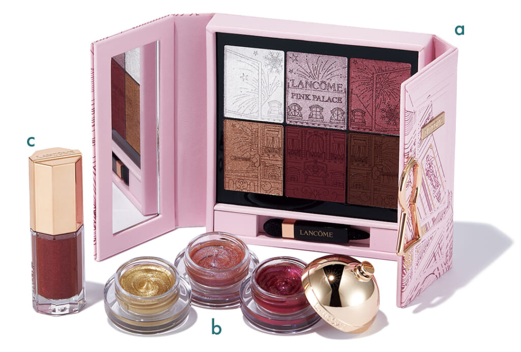 LANCÔME【ランコム】のクリスマスコフレ2026

aザ スイート エスケープ パレット¥15400
bリング ＆ シャイン グロッシー ハイライター （右から）001・002・003（各）¥7150
cイドル リップ ジューシー トリート060¥5500