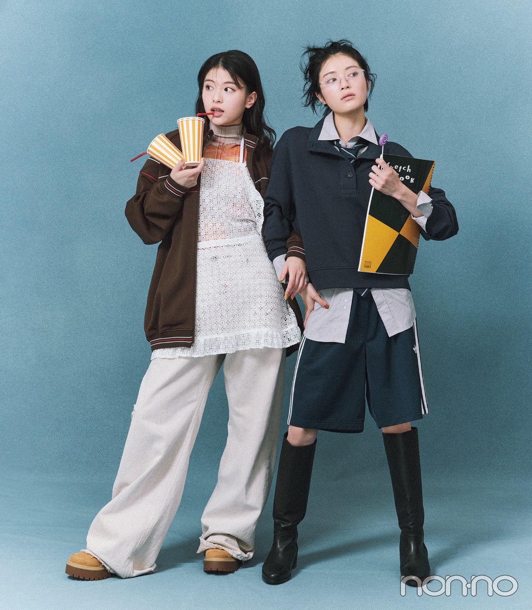 出口夏希と吉田美月喜の学園祭の日のスポみコーデモデルカット4-1