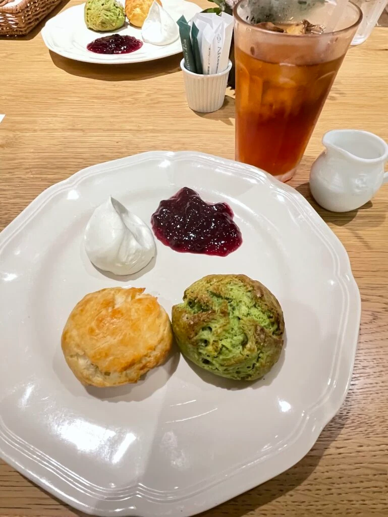 プレーンスコーン＆抹茶のスコーン,オレンジアールグレイティー