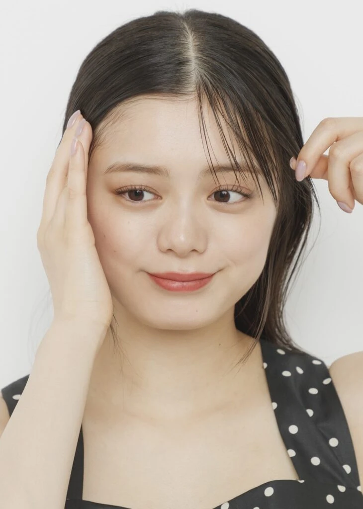 リッチなベロア調リボン×後ろ姿映え三つ編みのプロセス1