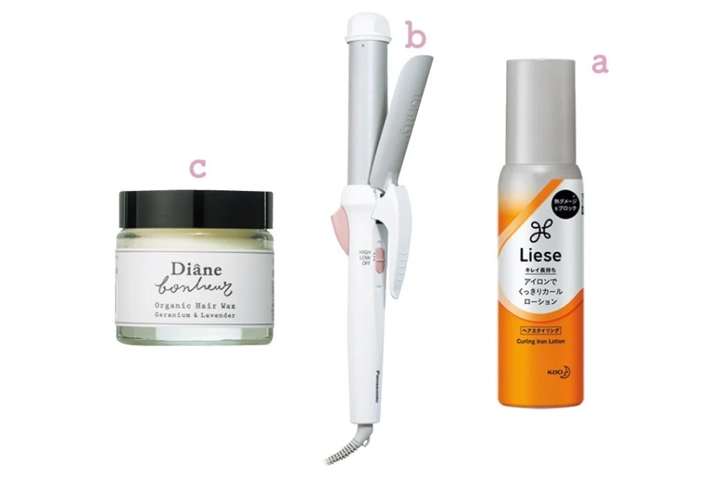 ヨシンモリヘアで使用する32mmのコテとスタイリング剤