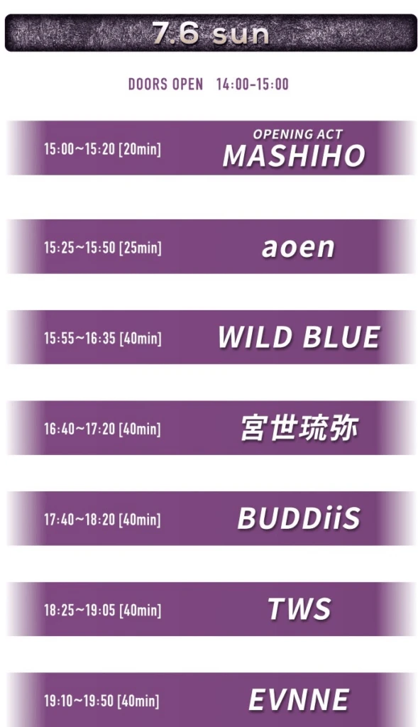 The MusiQuestタイムテーブル