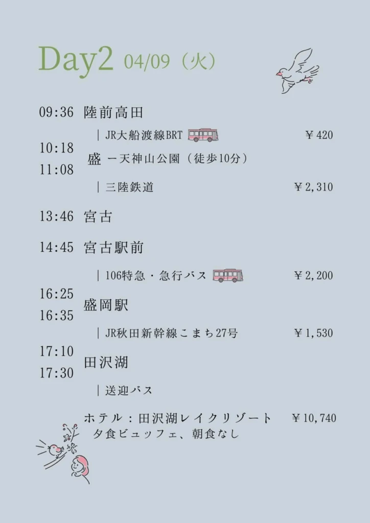 東北旅行のしおり2日目