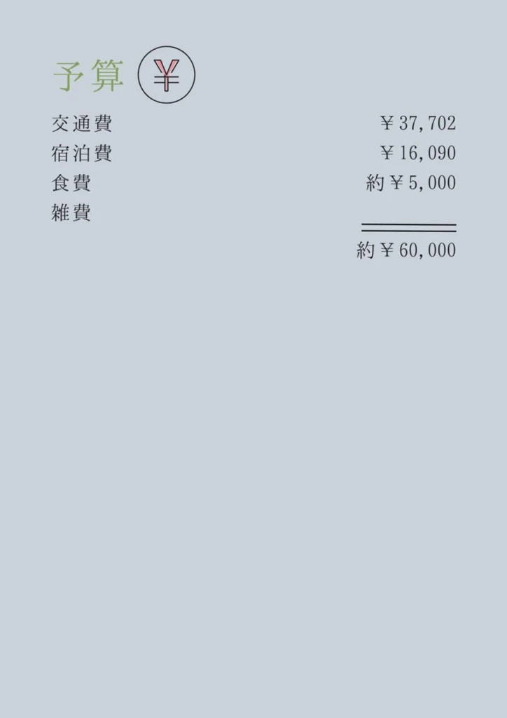 東北旅行のしおり予算