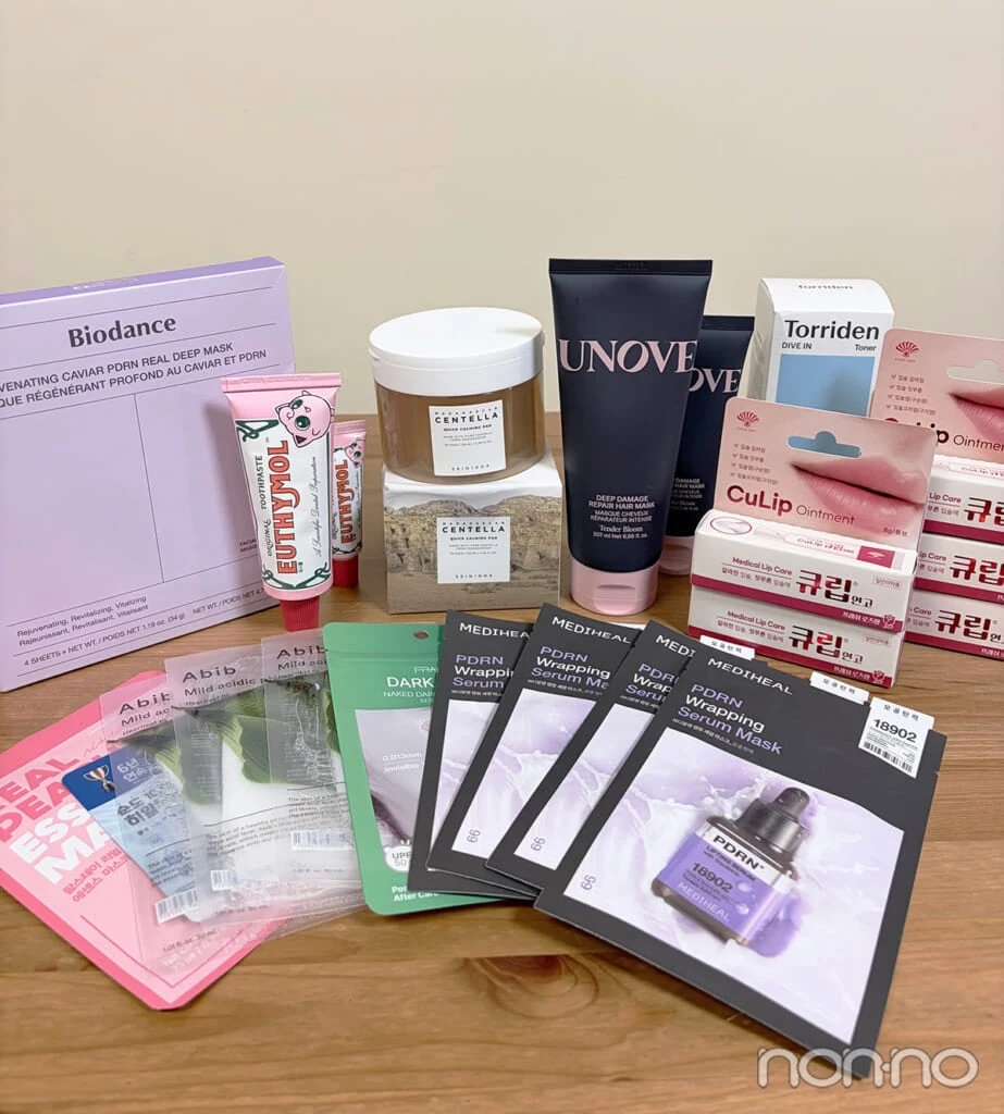 インスパイア・エンターテインメント・リゾートの購入品 オリーブヤングのパック、ヘアトリートメント、歯磨き粉、薬局のCuLip