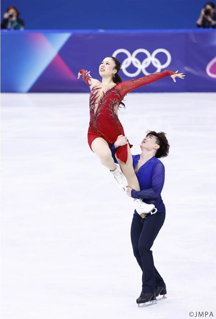 ミラノ五輪フィギュア団体戦での吉田唄菜&森田真沙也組(うたまさ)FDフェニックスのリフト姿