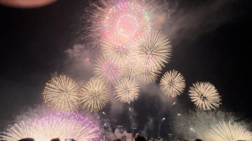なにわ淀川花火大会の打ち上げの様子